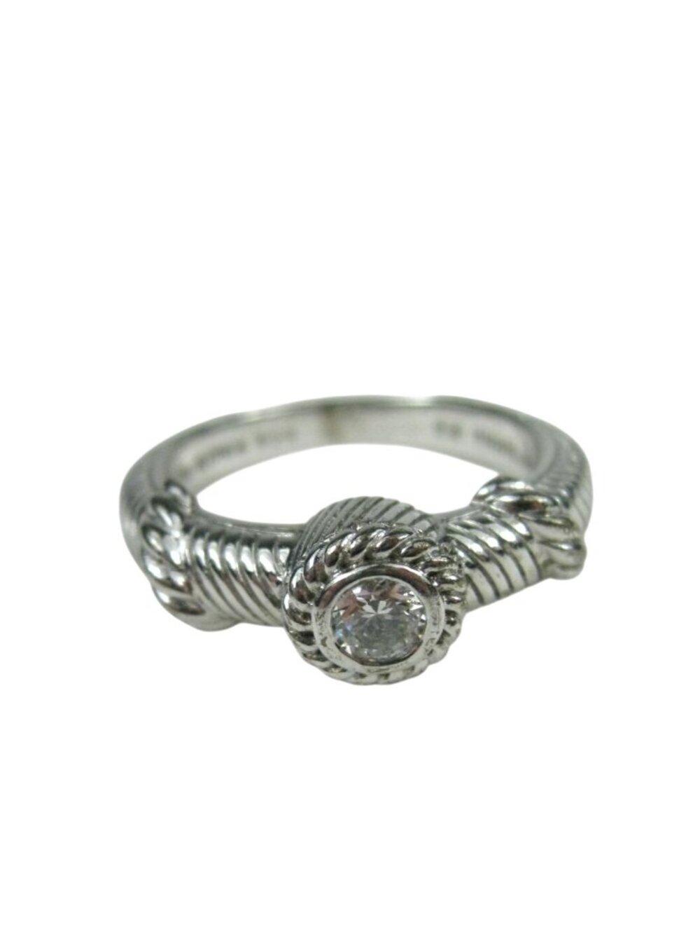 Judith Ripka Sterling Silver Size 8 CZ Thailand Signature Ring 4 Gr WEAR